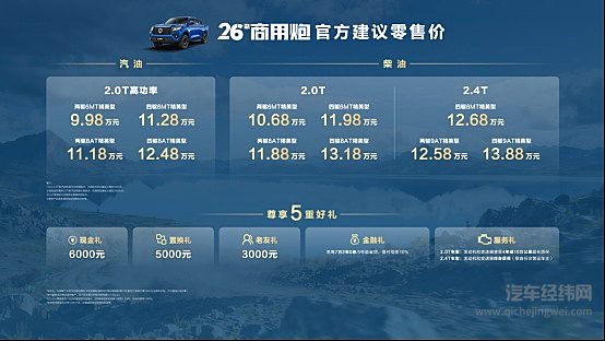 千锤百炼实力再进阶！2026款长城炮焕新上市9.98万元起
