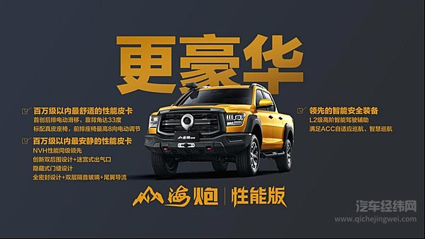 山海炮性能版27.98万元正式上市  长城炮家族强势登陆广州车展